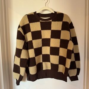 OAK + FORT Checkered Brown and Cream Sweater